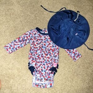 Ruffle Butt Swimsuit & Hat Set